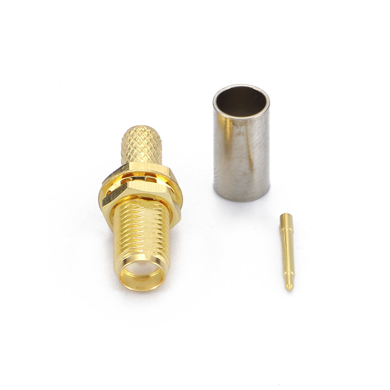 RP SMA FEMALE connector  BULKHEAD CRIMP size for coaxial cable 3D-FB ／RG58 ／ LMR200／ LMR195