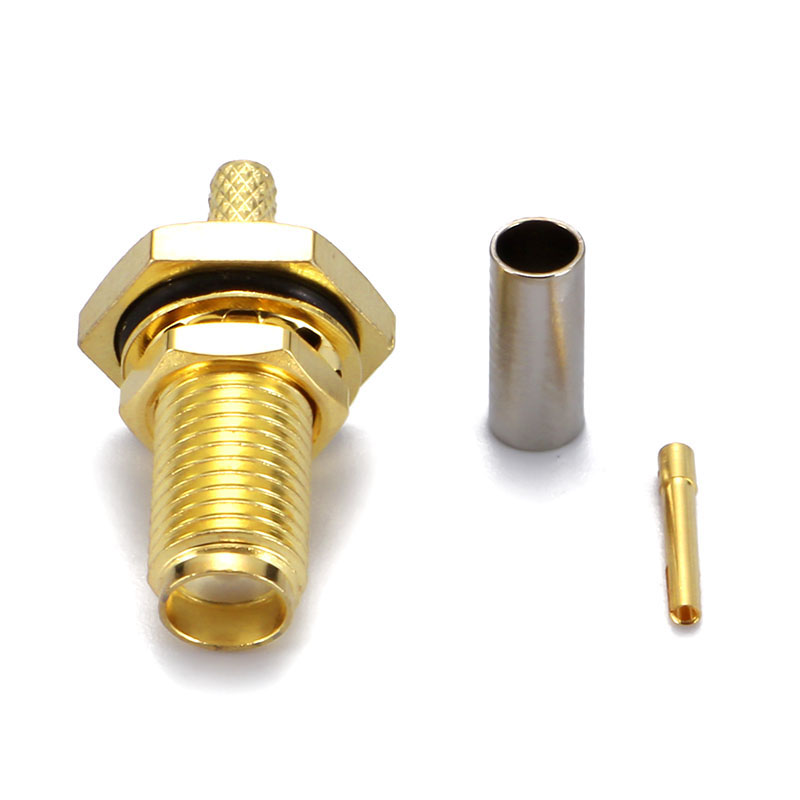SMA FEMALE BULKHEAD S11 CRIMP RG174 RG316