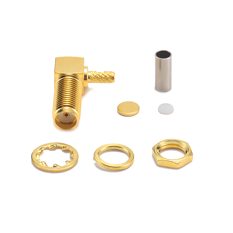 SMA FEMALE RA connector  CRIMP size for coaxial cable RG316 ／RG174 ／LMR100